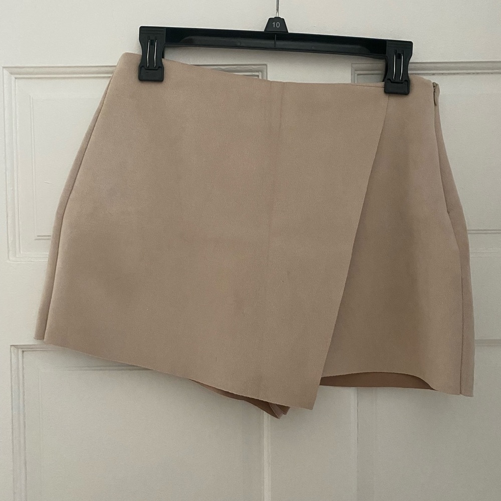 Zara Faux Suede Mini Wrap Skort